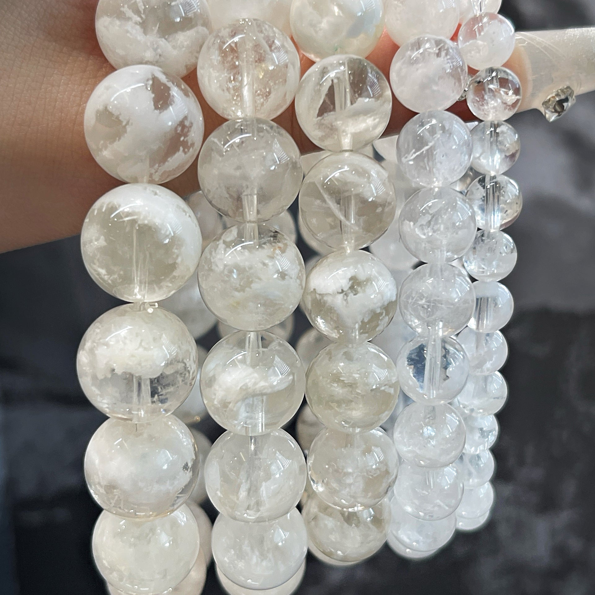 Snow Veil Crystal Energy Bracelet Snow Phantom Quartz for Clarity, Protection & Inner Peace