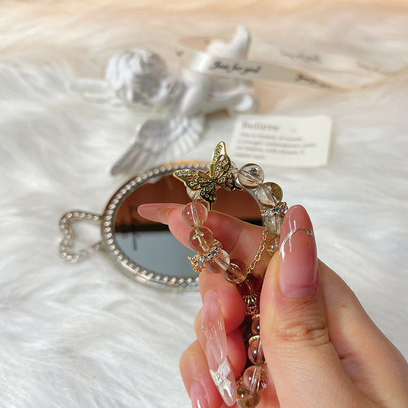 Golden Wings Crystal Bracelet – Natural Golden Rutilated Quartz with Butterfly Charm
