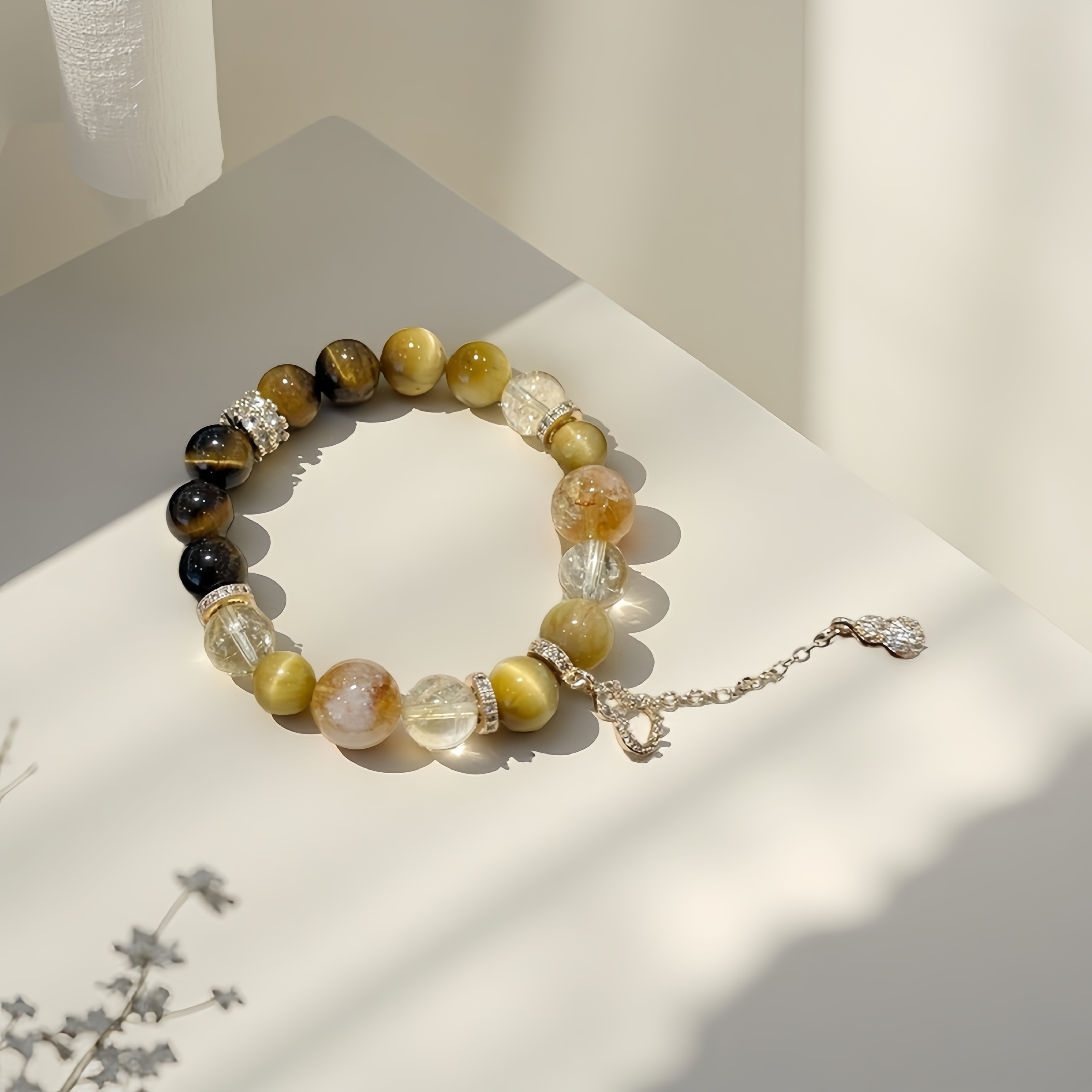 Kingbar Wealth Energy Tiger's Eye & Citrine Crystal Bracelet