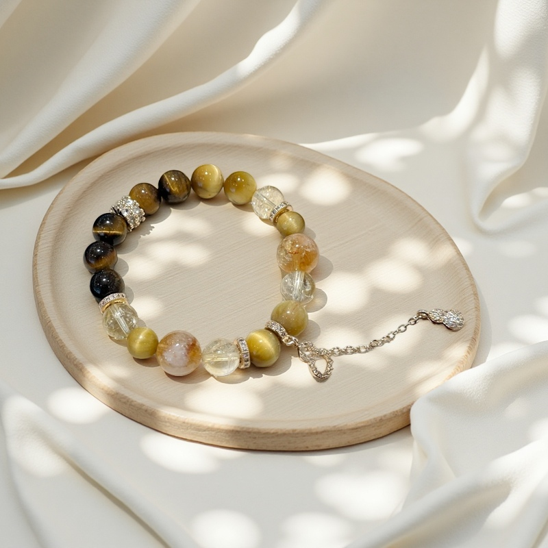 Kingbar Wealth Energy Tiger's Eye & Citrine Crystal Bracelet