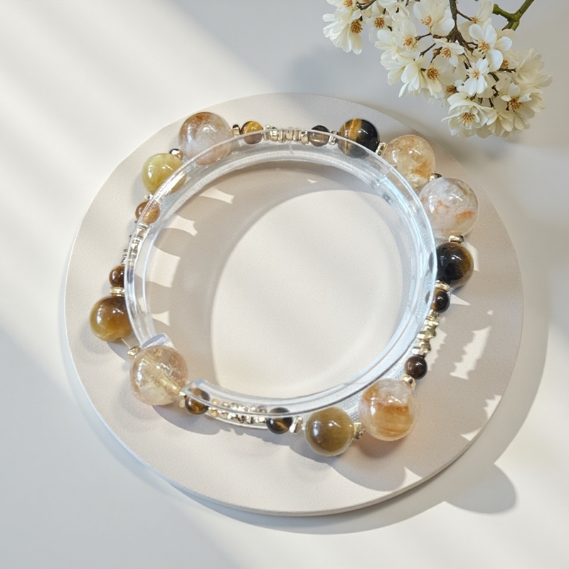 Kingbar Wealth Energy Tiger's Eye & Citrine Crystal Bracelet