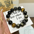 Dragon’s Pulse Bracelet – Golden Obsidian, Tiger’s Eye & Silver Obsidian with Ethnic Reversal Bead | Strength · Balance · Protection
