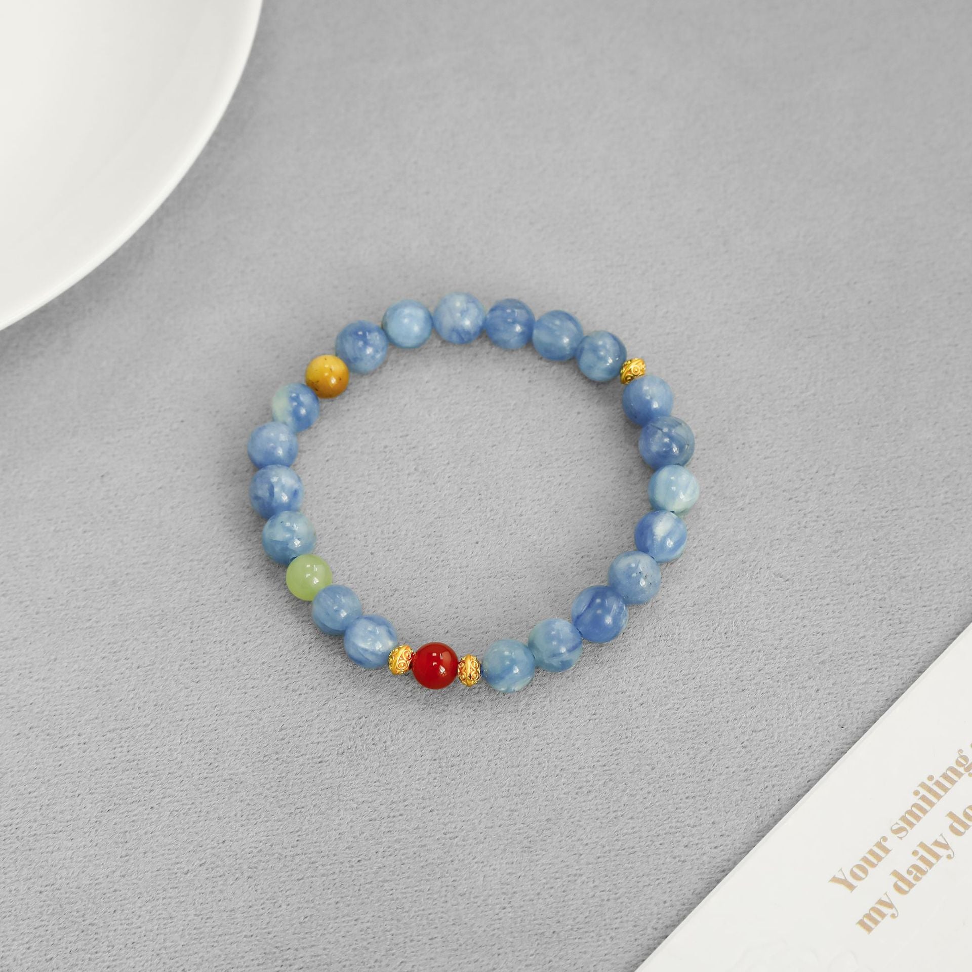 Starry Ocean Reverie – Kyanite Bracelet with Red Agate & Tiger Eye |  Crystal Healing