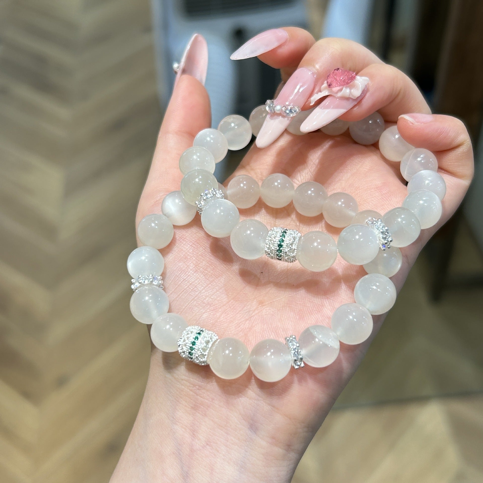 Moonlit Garden Energy Bracelet – White Moonlight Crystal Elegant Healing Jewelry