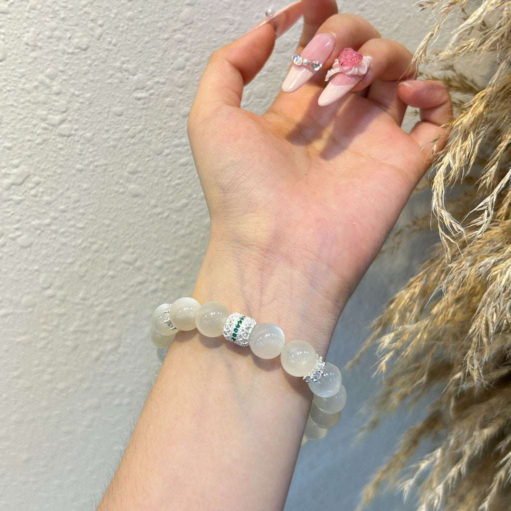 Moonlit Garden Energy Bracelet – White Moonlight Crystal Elegant Healing Jewelry