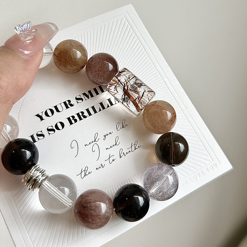 Autumn Radiance Red Rutilated Quartz Crystal Bracelet for Prosperity and Balance
