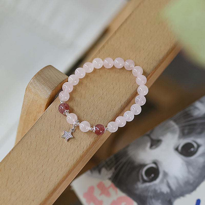 Starry Love Rose Quartz Bracelets Star Charm | Sweet Love Crystal Jewelry