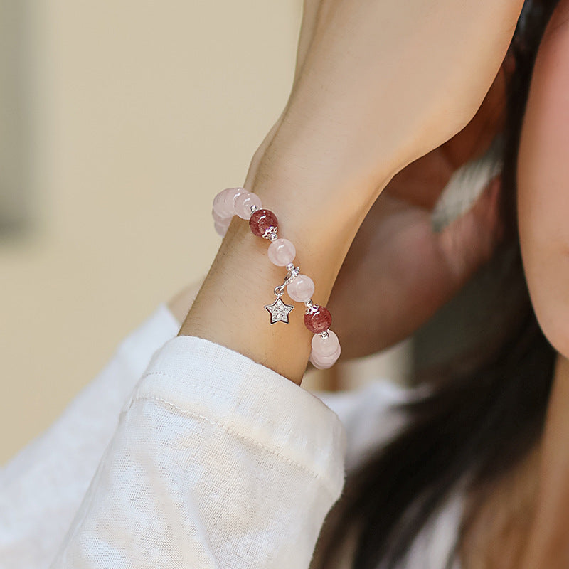 Starry Love Rose Quartz Bracelets Star Charm | Sweet Love Crystal Jewelry