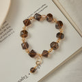 Pure Tea Crystal Bracelet – Faceted Smoky Quartz Crystal with Elegant Simplicity