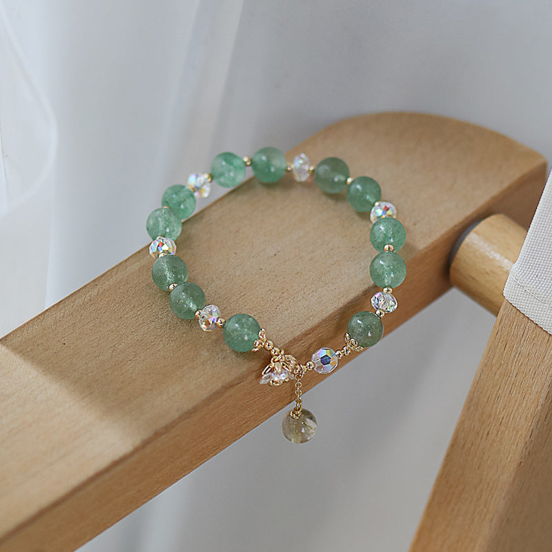 First Love Green Strawberry Quartz Bracelet – Healing Crystal for Love, Romance & Relationships