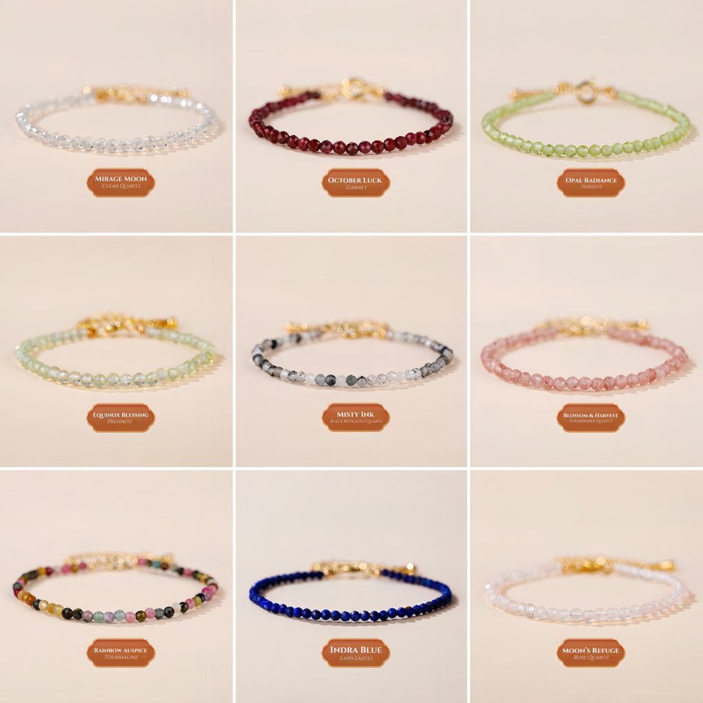 3mm Healing Crystal Bead Bracelets – White Quartz, Prehnite & More