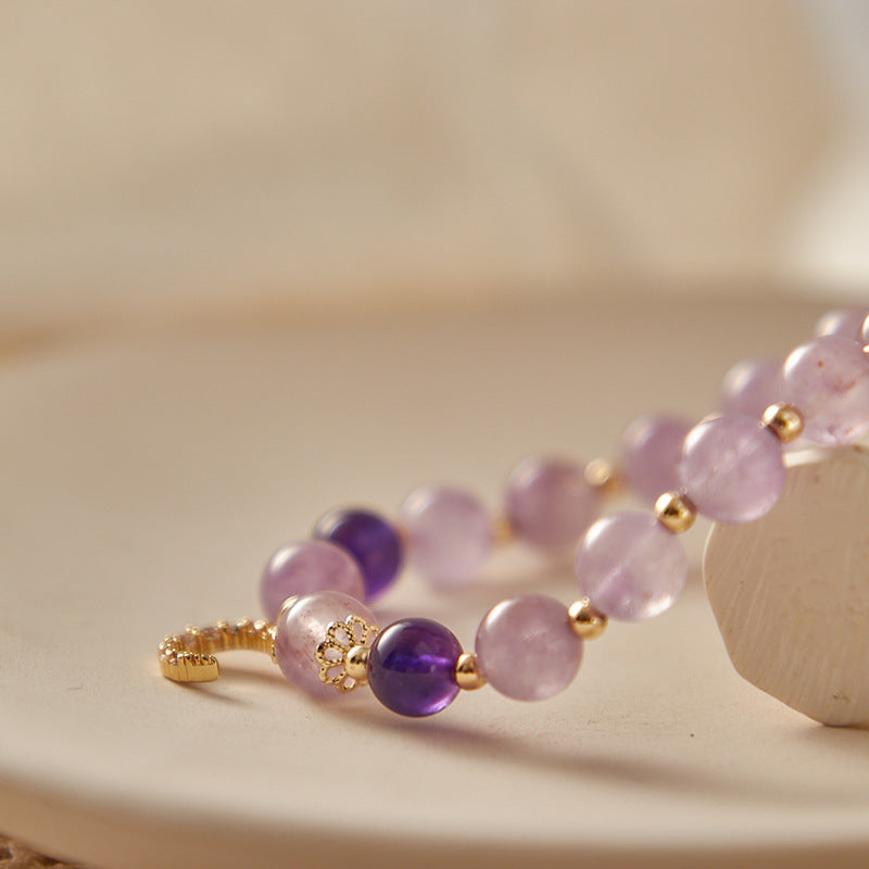 Moon Amethyst Bracelet | Purple Crystal & Moon Charm for Calm, Intuition & Spiritual Growth