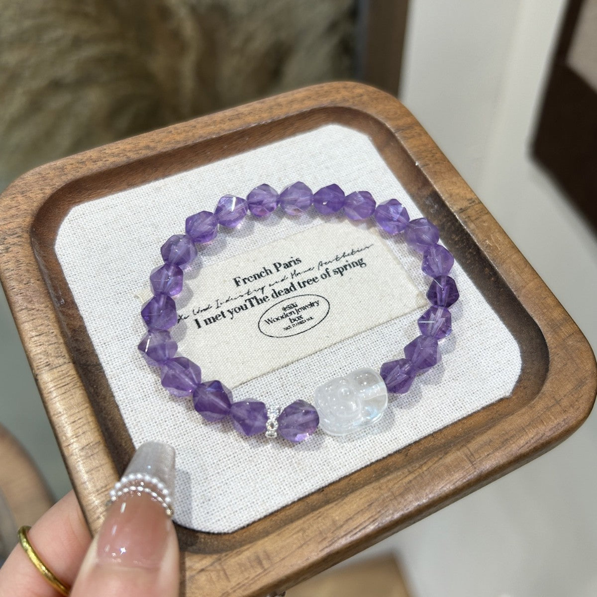 Auspice Guardian Amethyst Bracelet with Clear Quartz Pixiu Charm for Wealth & Protection
