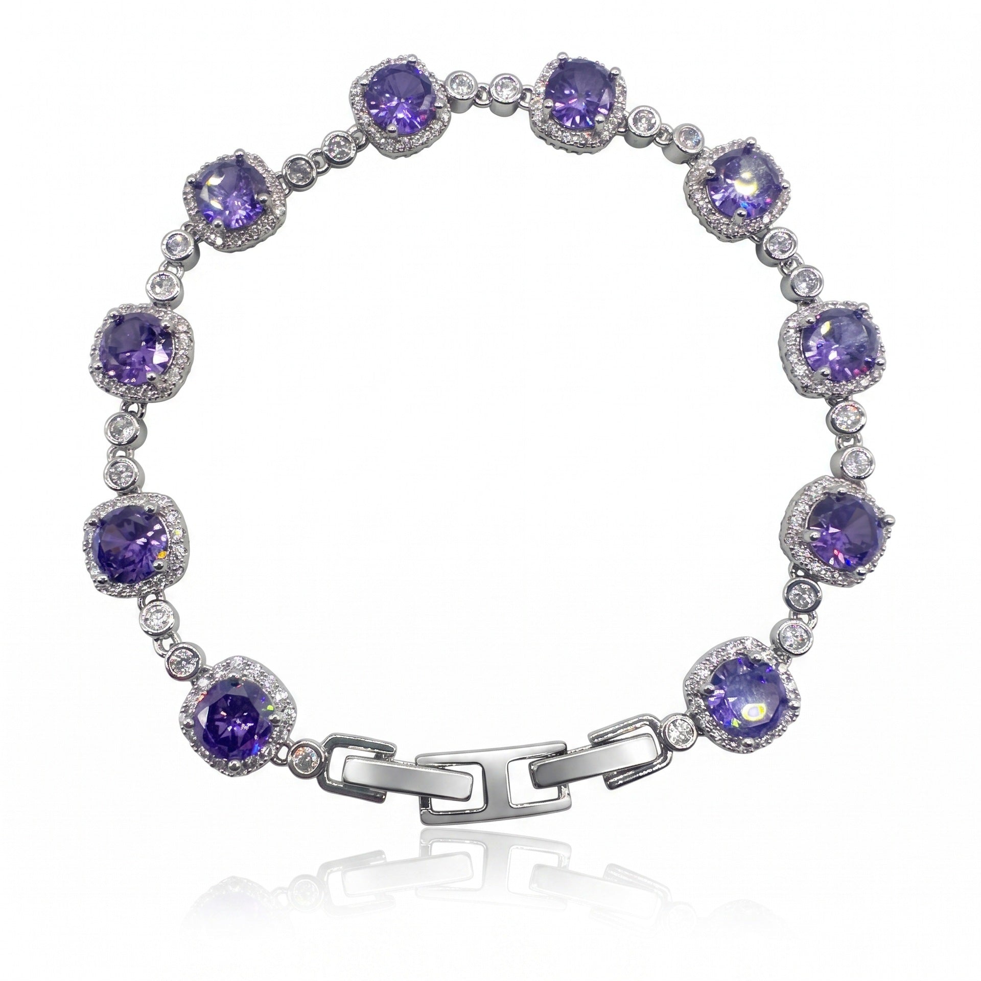 Amethyst Starry Sky Bracelet | Purple Crystal & Zirconia Jewelry