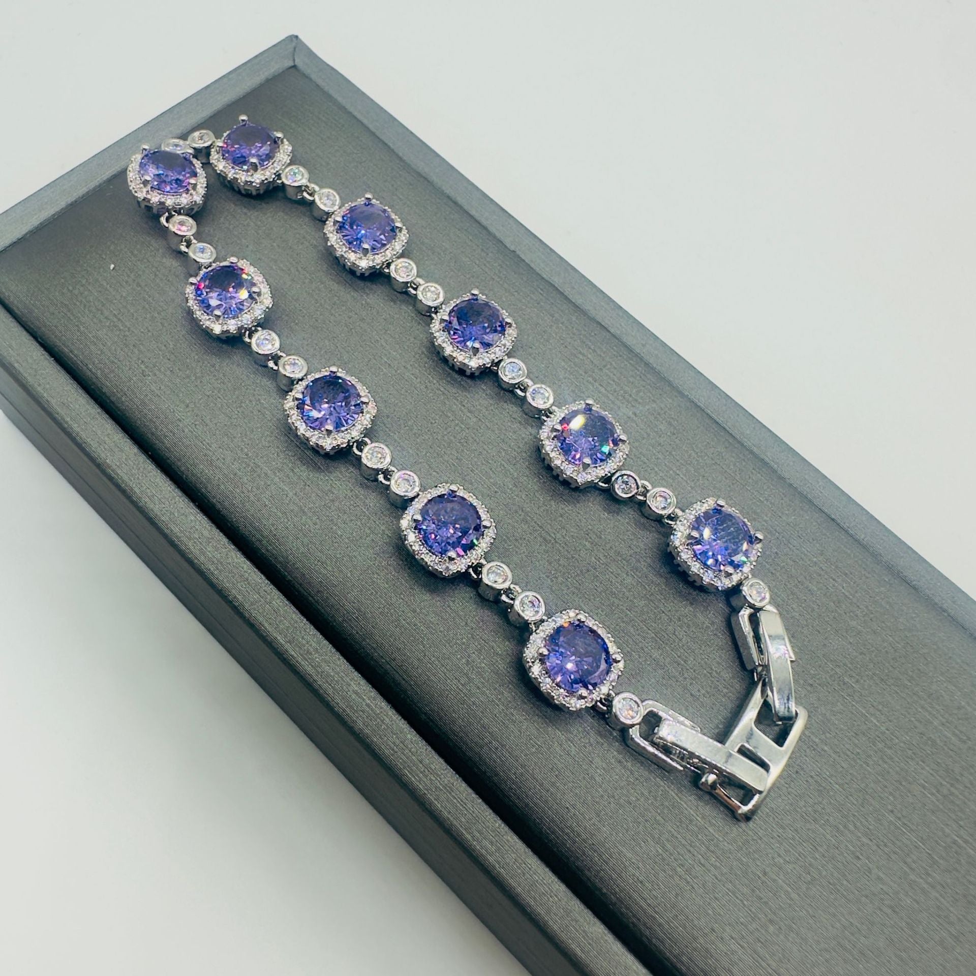 Amethyst Starry Sky Bracelet | Purple Crystal & Zirconia Jewelry