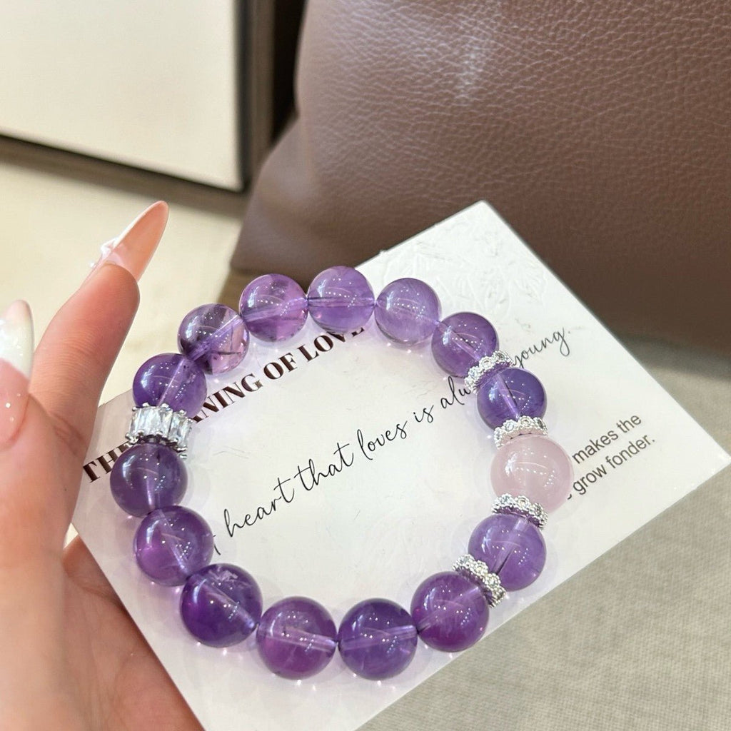 Blush Amethyst Bracelet – Natural Amethyst with Morganite Accent | Crystal Jewelry for Love & Inner Peace - Joyceen Crystal