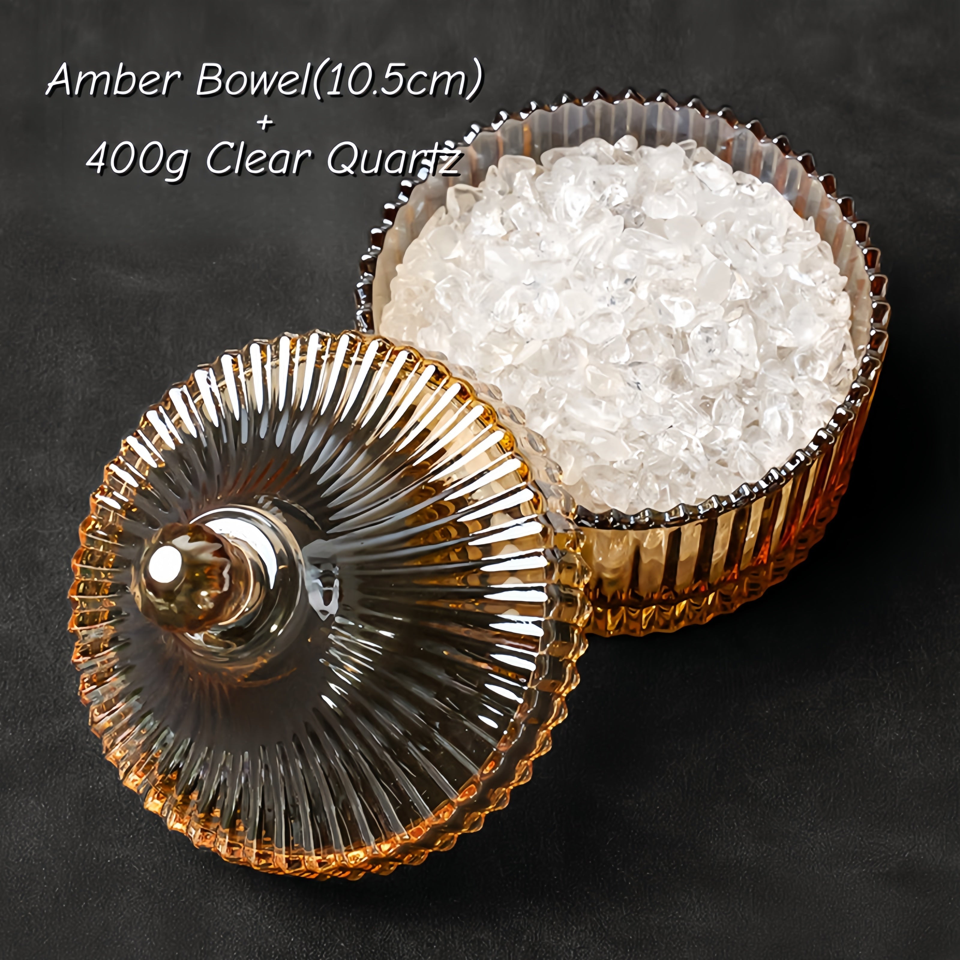 Crystal Cleansing Bowl with White Quartz Chips – Glass Purification Dish for Jewelry, Salt, Essential Oils & Energy Healing - Joyceen Crystal