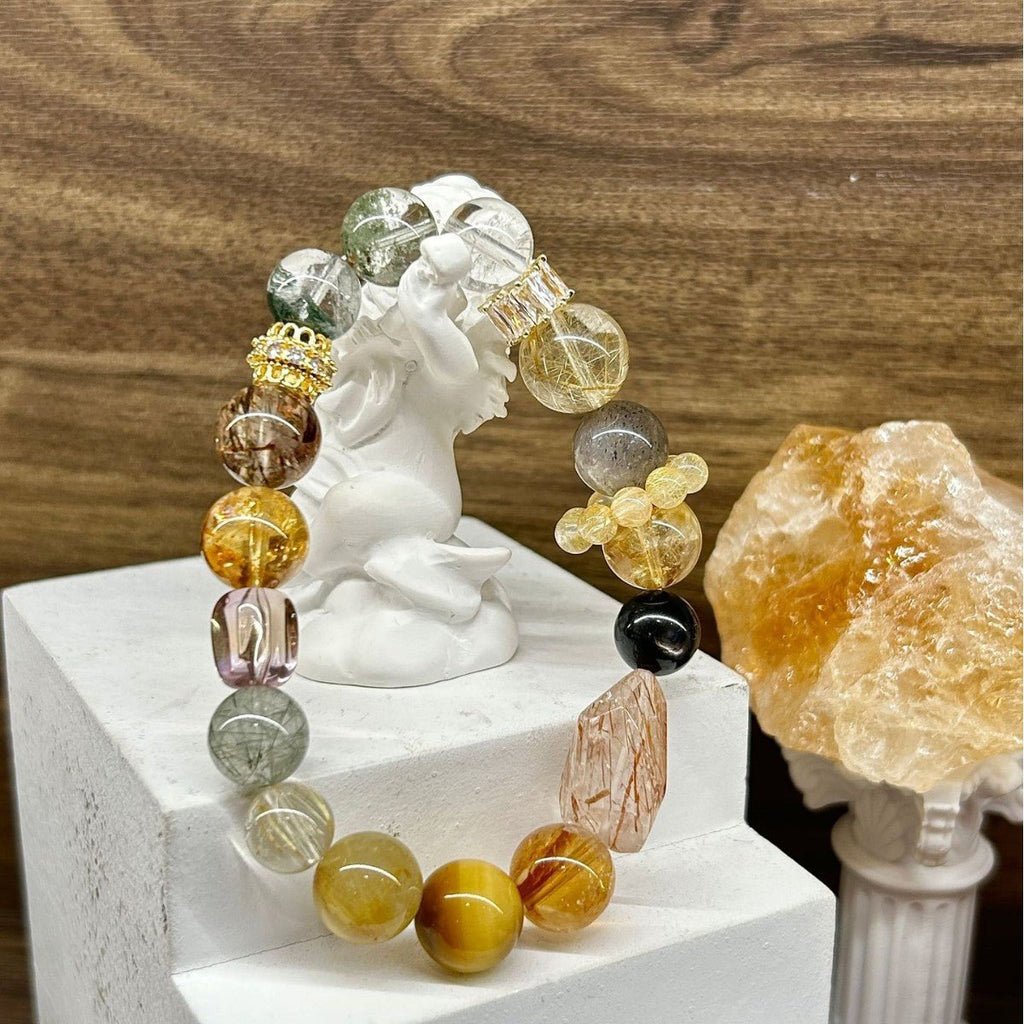 Eternal Fortune Multi - Gemstone Crystal Bracelet for Wealth, Protection & Vitality - Joyceen Crystal