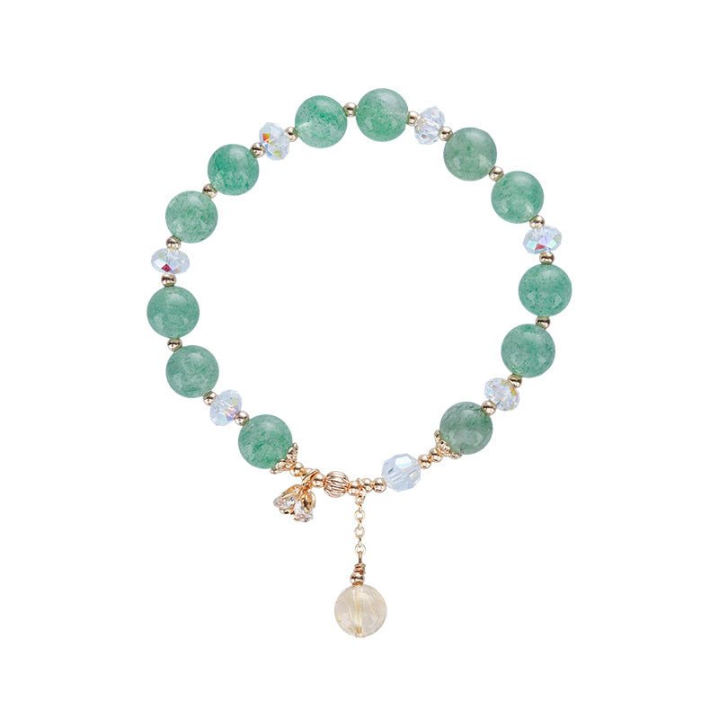 First Love Green Strawberry Quartz Bracelet – Healing Crystal for Love, Romance & Relationships - Joyceen Crystal