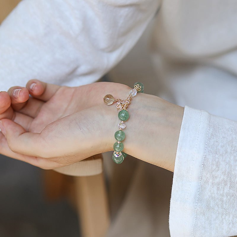 First Love Green Strawberry Quartz Bracelet – Healing Crystal for Love, Romance & Relationships - Joyceen Crystal