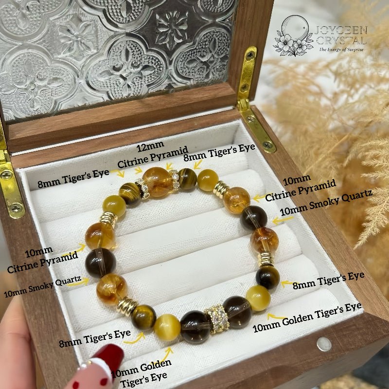 Golden Emperor Crystal Bracelet | Citrine, Tiger's Eye & Fu Lu Gourd - Joyceen Crystal