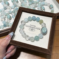 Joyceen Dreamy Summer Crystal Bracelet featuring Aquamarine, Azeztulite, and Amazonite gemstones in refreshing ocean-blue tones