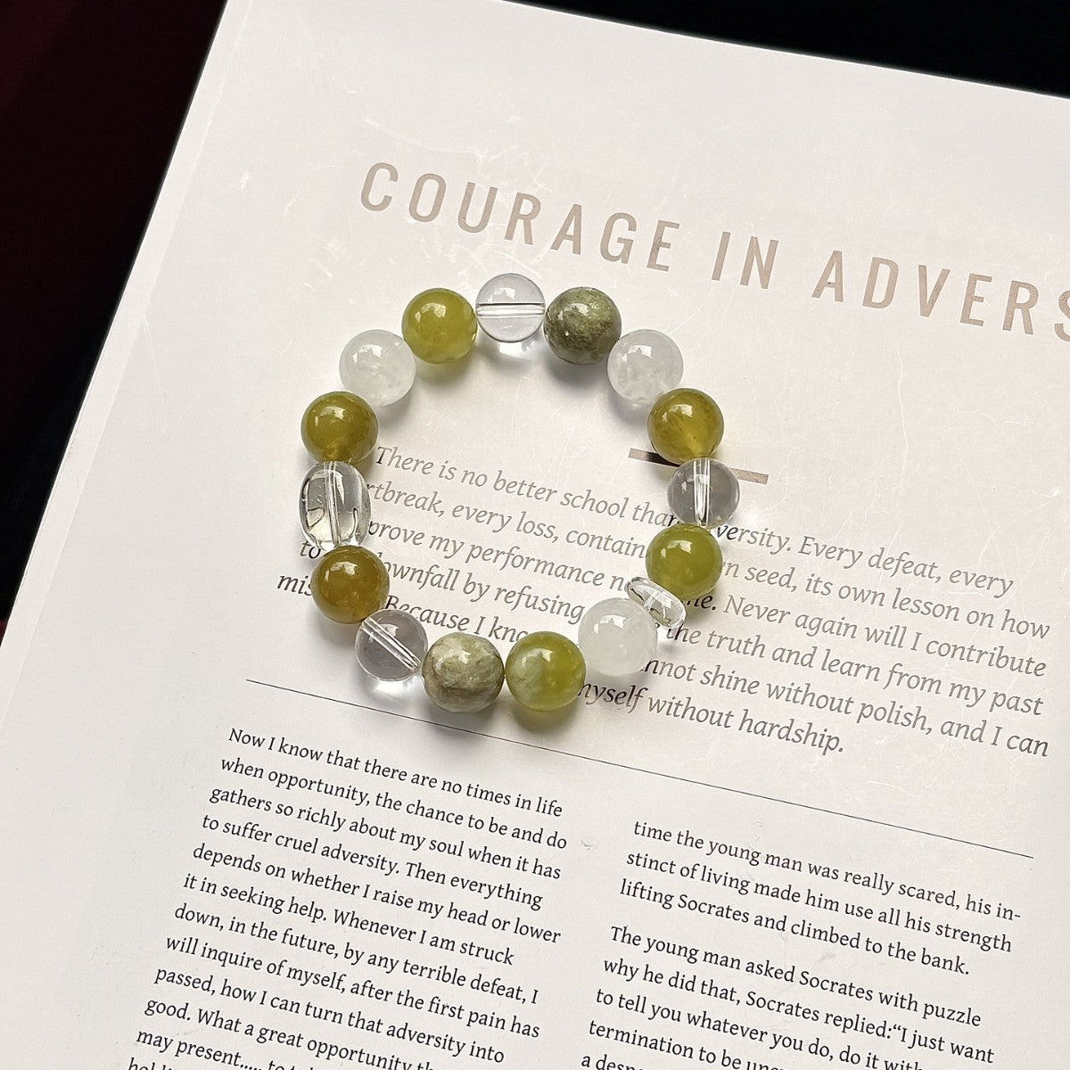 Joyceen Green Berlin Crystal Bracelet featuring Xiuyu Jade, Green Phantom Quartz, and Clear Quartz gemstones