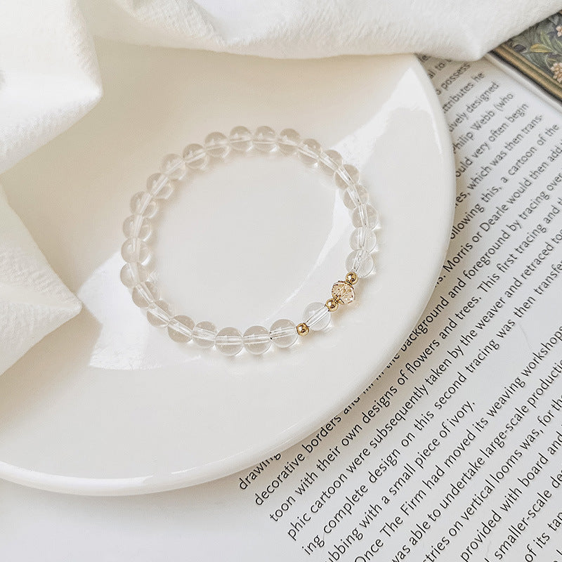 Joyceen Natural Clear Quartz Bracelet featuring genuine transparent crystal gemstones for everyday elegance