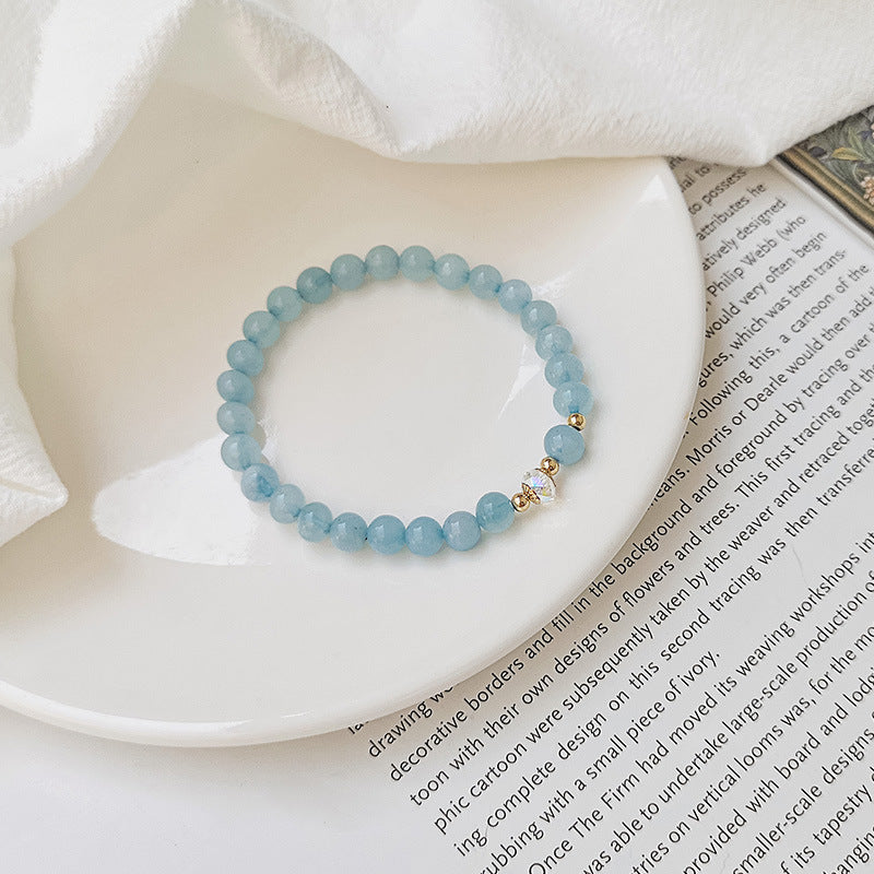 Natural Aquamarine Bracelet featuring genuine ocean blue crystal gemstones for everyday elegance