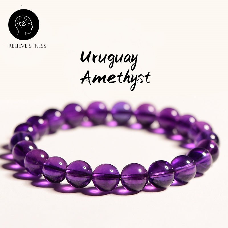 Natural Uruguay Amethyst Bracelet | Genuine Purple Crystal Energy Jewelry - Joyceen Crystal