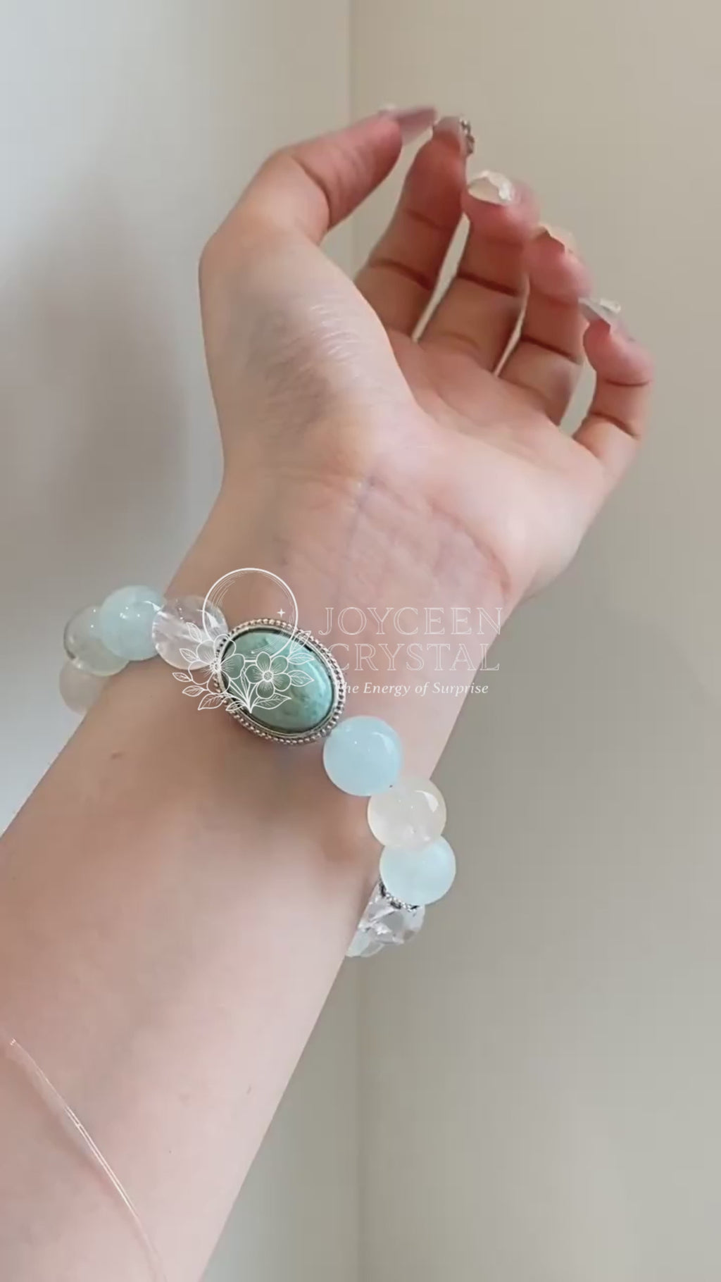 Dreamy Summer Aquamarine Beads Crystal Bracelet for Calm & Balance