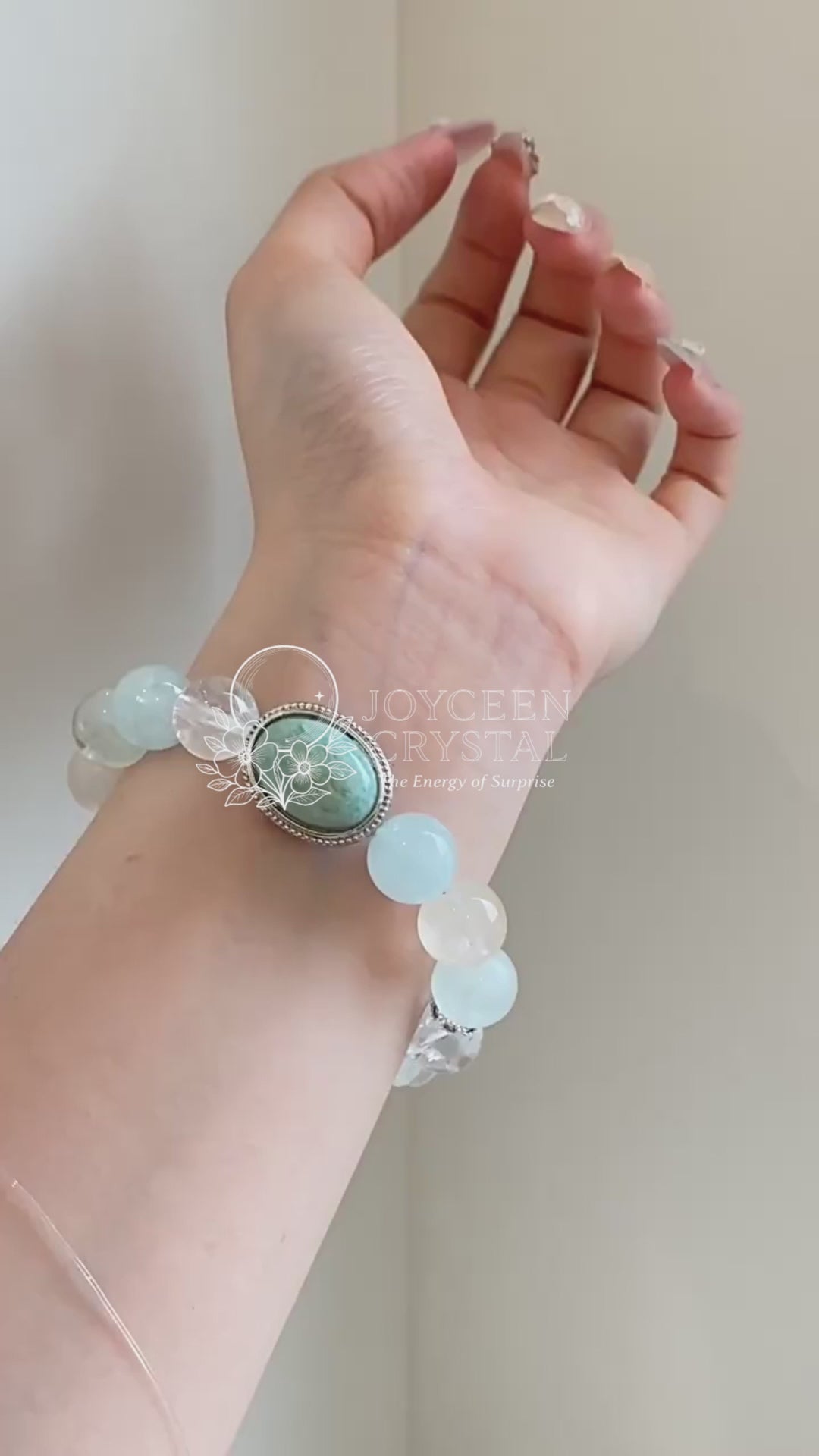 Dreamy Summer Aquamarine Beads Crystal Bracelet for Calm & Balance