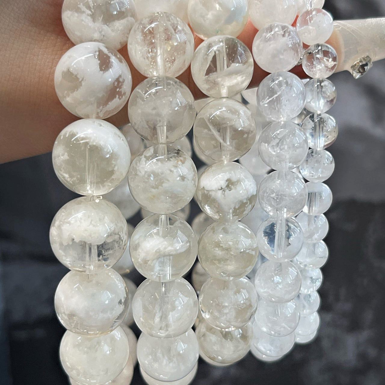 Snow Veil Crystal Bracelet gift featuring natural Snow Phantom Quartz and timeless winter-inspired jewelry design